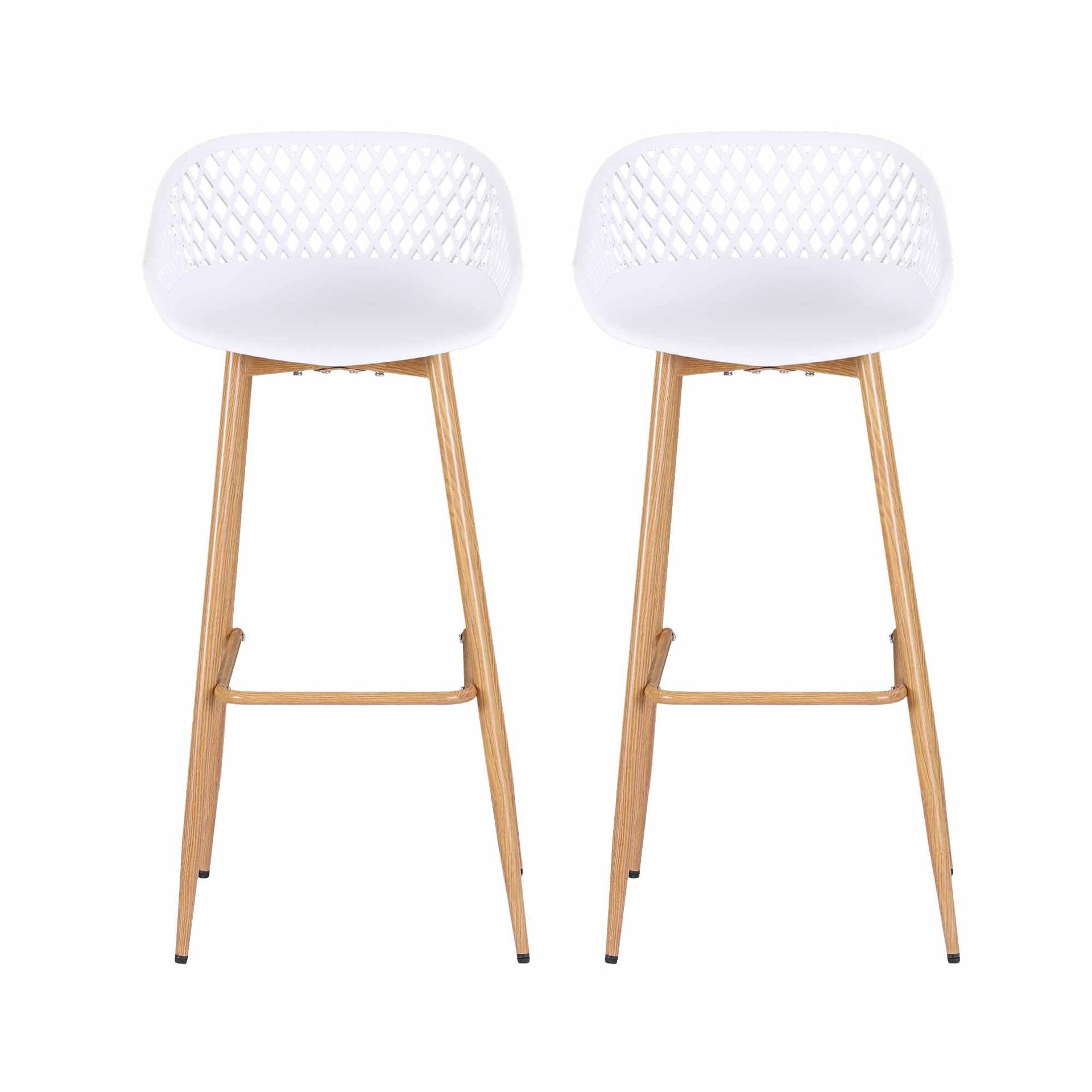 Gardeon 2PC Outdoor Bar Stools Plastic Metal Dining Chair Patio Furniture White Awezingly