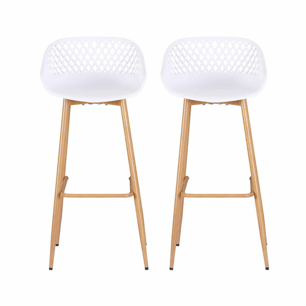 Gardeon 2PC Outdoor Bar Stools Plastic Metal Dining Chair Patio Furniture White Awezingly