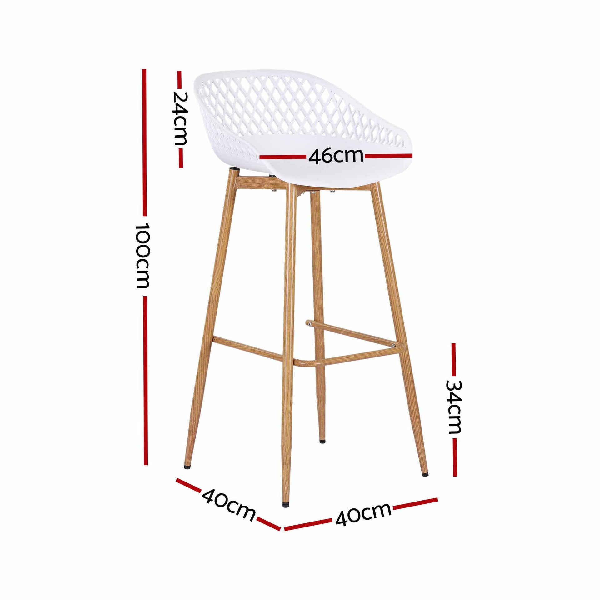 Gardeon 4-Piece Outdoor Bar Stools Plastic Metal Dining Chair Balcony White Awezingly