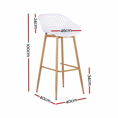 Gardeon 4-Piece Outdoor Bar Stools Plastic Metal Dining Chair Balcony White