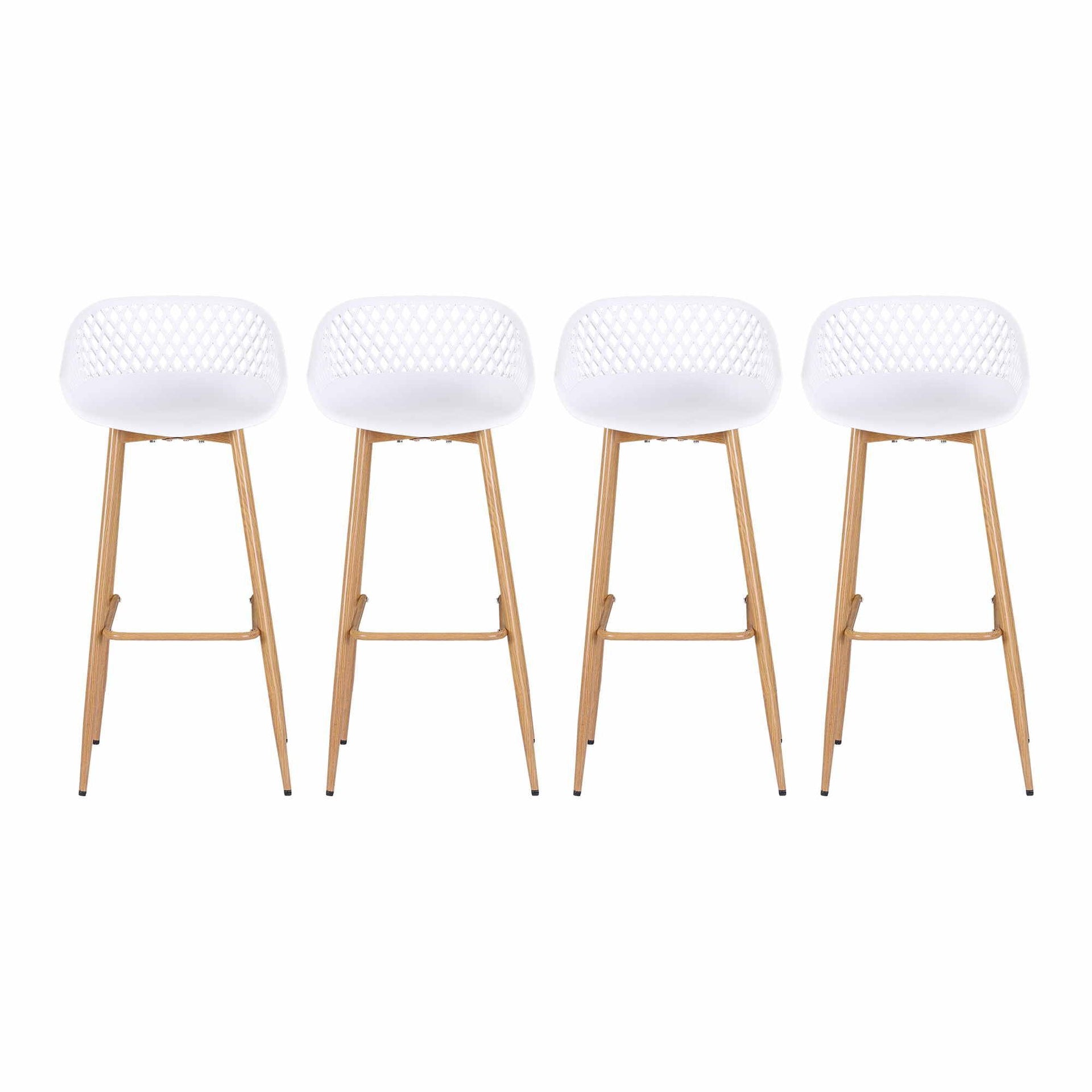 Gardeon 4-Piece Outdoor Bar Stools Plastic Metal Dining Chair Balcony White Awezingly