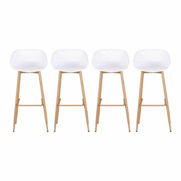 Gardeon 4-Piece Outdoor Bar Stools Plastic Metal Dining Chair Balcony White Awezingly