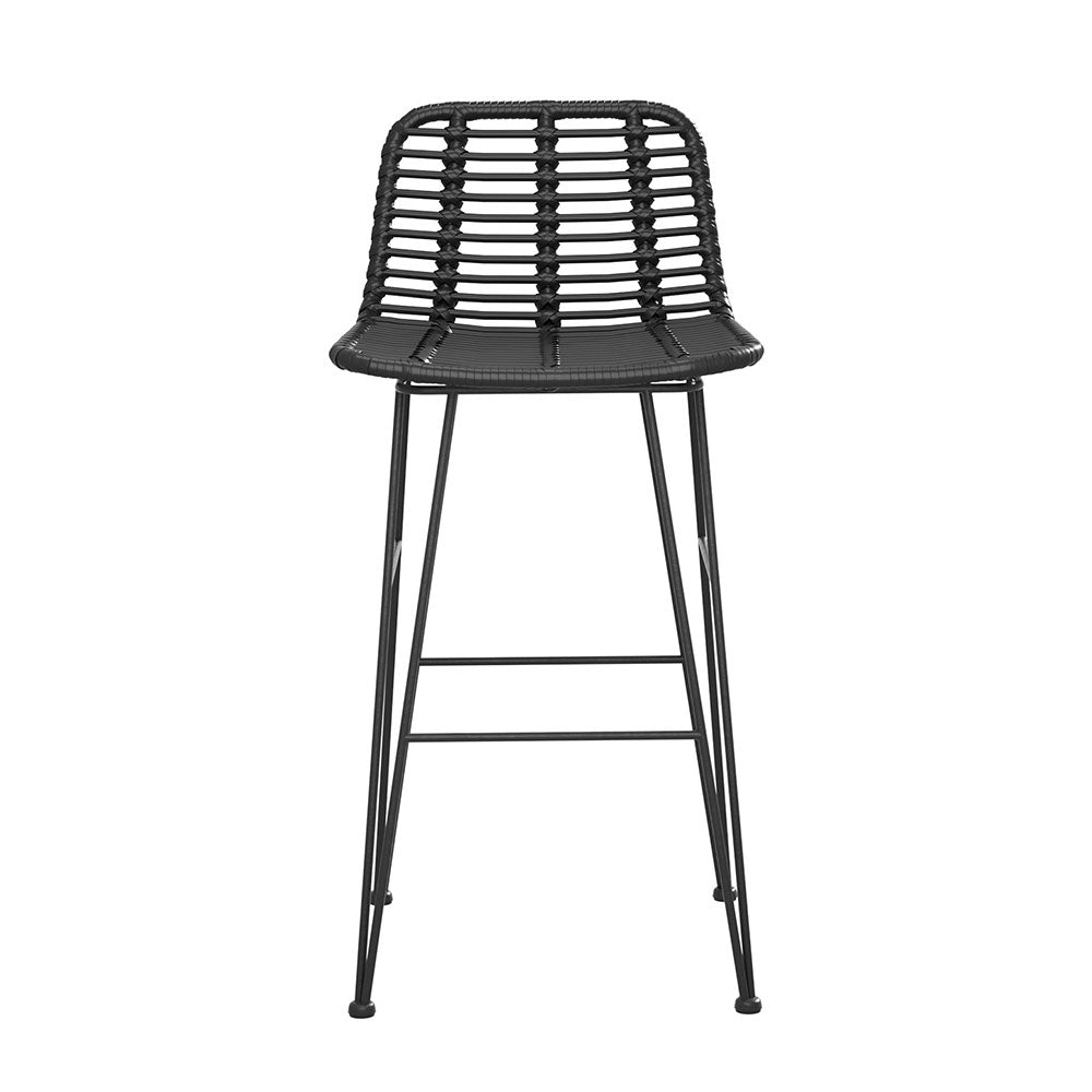 Gardeon 2 Piece Outdoor Bar Stools Wicker Dining Rattan Chair Black Gardeon