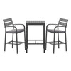 Gardeon 3Pcs Outdoor Bar Set Stools Dining Chairs Table Patio Aluminium Bistro Set Black
