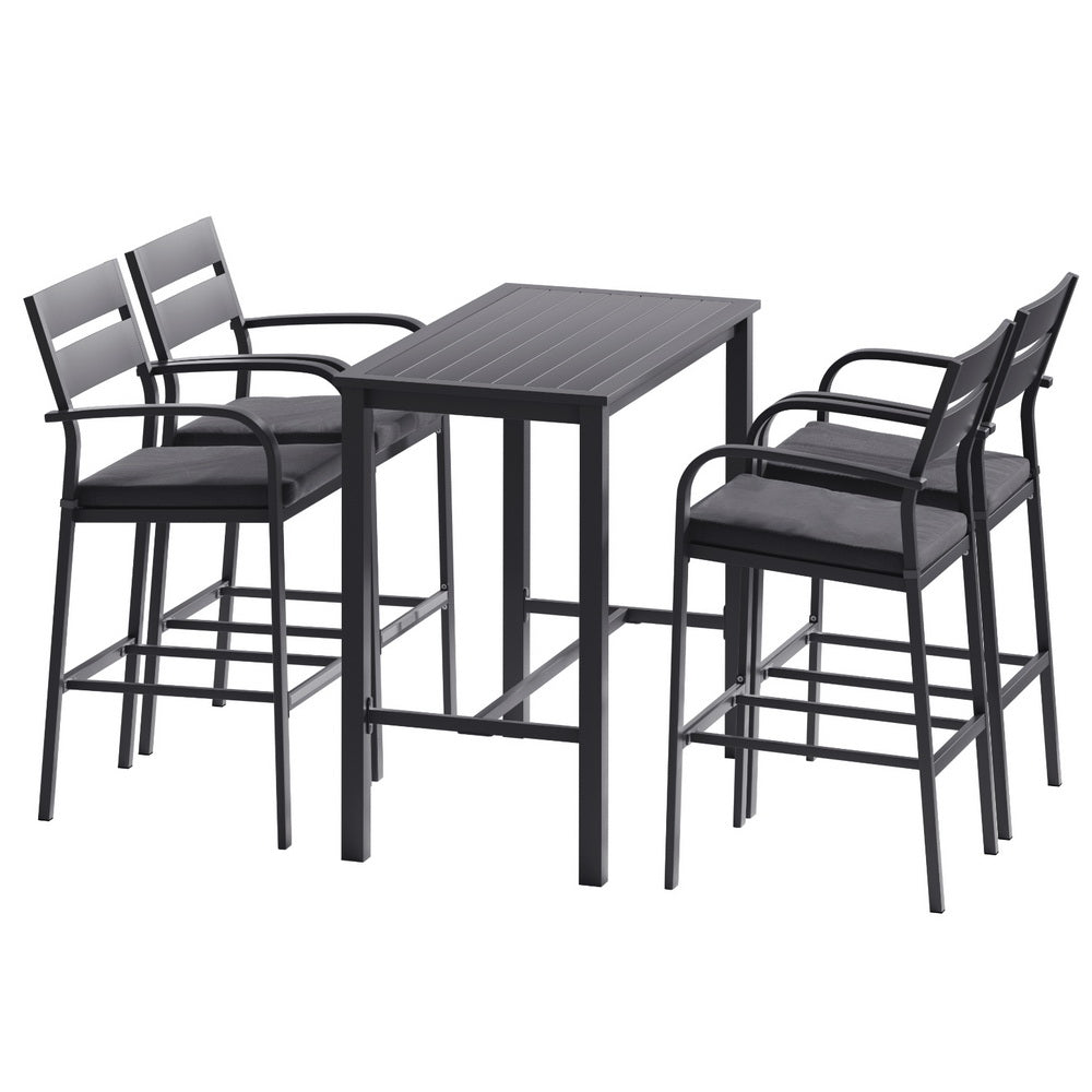 Gardeon Outdoor Bar Set 5-Piece Patio Dining Chairs Aluminium Table Stools Gardeon