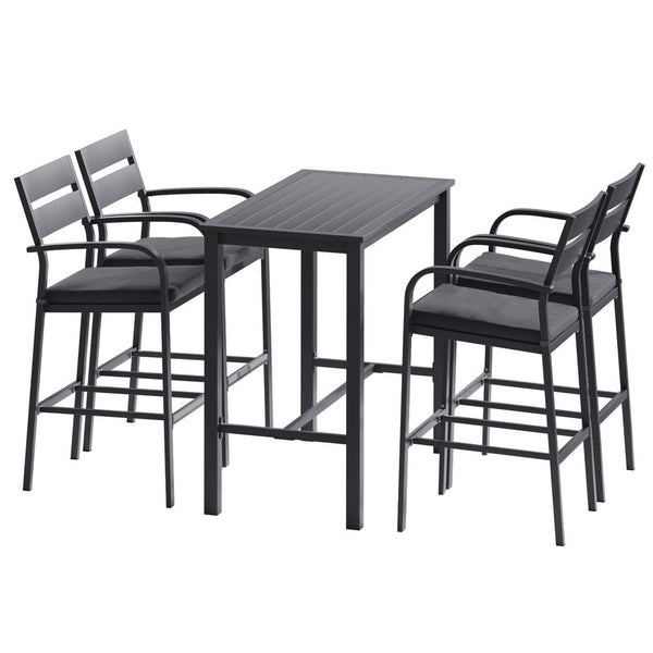 Gardeon Outdoor Bar Set 5-Piece Patio Dining Chairs Aluminium Table Stools Gardeon