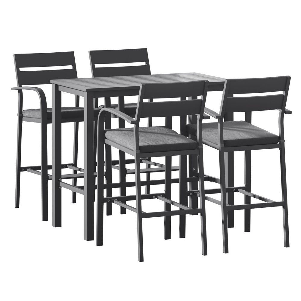 Gardeon Outdoor Bar Set 5-Piece Patio Dining Chairs Aluminium Table Stools Gardeon