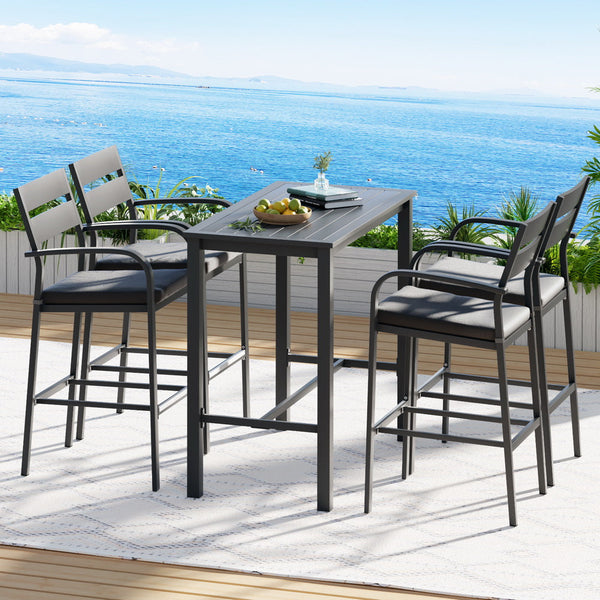 Gardeon Outdoor Bar Set 5-Piece Patio Dining Chairs Aluminium Table Stools Gardeon