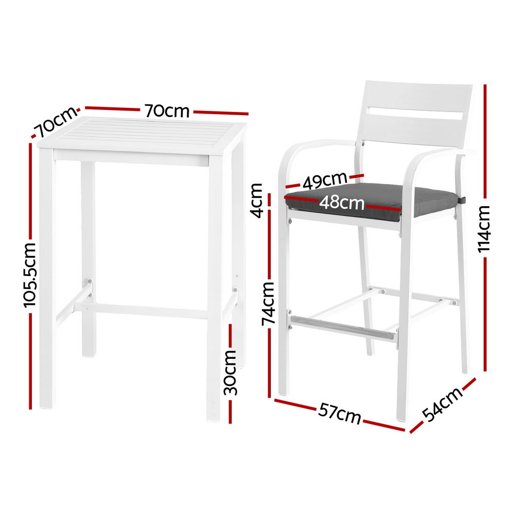 Gardeon Outdoor Bar Set Stools 3-Piece Dining Chairs Table Patio Aluminium Bistro Set Gardeon