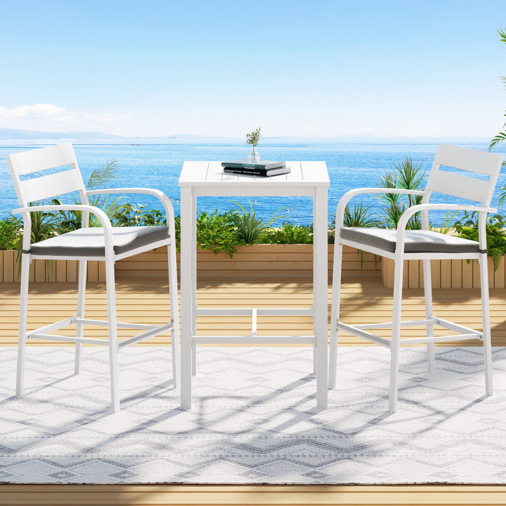 Gardeon Outdoor Bar Set Stools 3-Piece Dining Chairs Table Patio Aluminium Bistro Set Gardeon