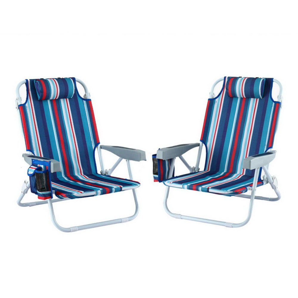 Gardeon Outdoor Chairs Beach Chair Backpack Cooler Storage Lightweight Fishing Blue Awezingly