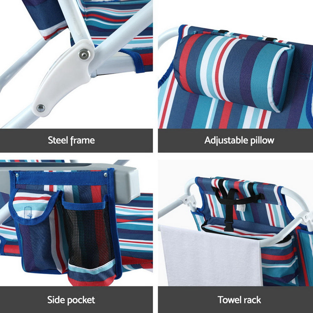 Gardeon Outdoor Chairs Beach Chair Backpack Cooler Storage Lightweight Fishing Blue Awezingly