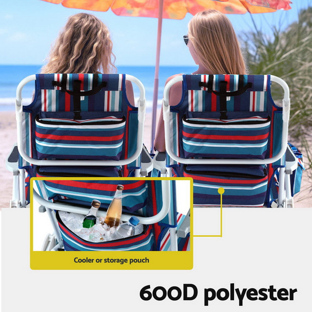 Gardeon Outdoor Chairs Beach Chair Backpack Cooler Storage Lightweight Fishing Blue Awezingly