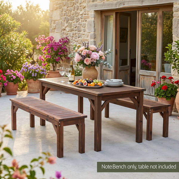 Gardeon Garden Benches Garden Seating Backless Timber Seat 120cm Brown Awezingly