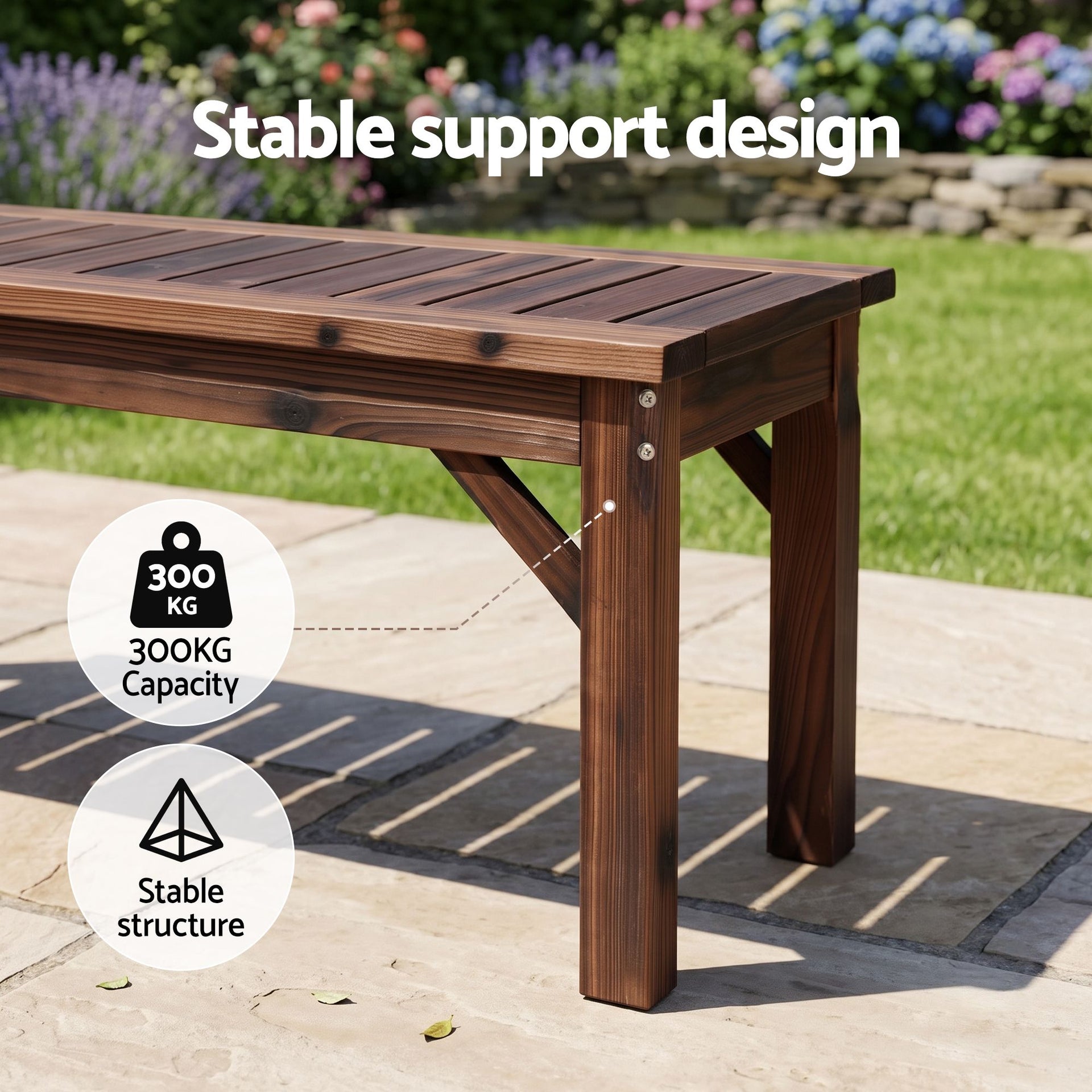 Gardeon Garden Benches Garden Seating Backless Timber Seat 120cm Brown Awezingly