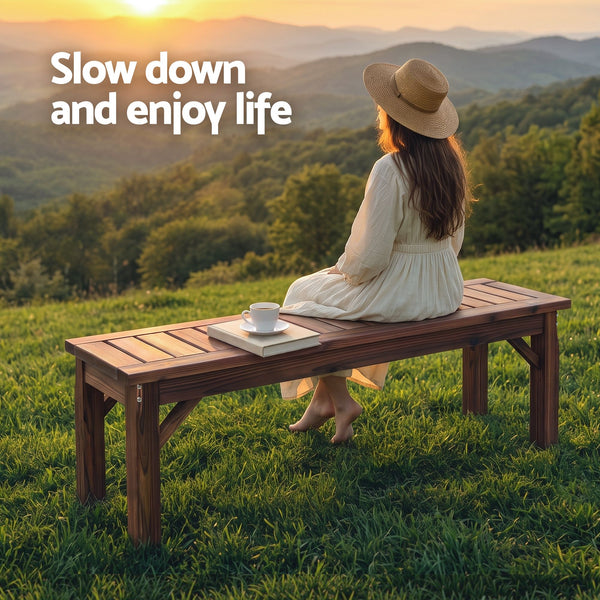 Gardeon Garden Benches Garden Seating Backless Timber Seat 120cm Brown Awezingly