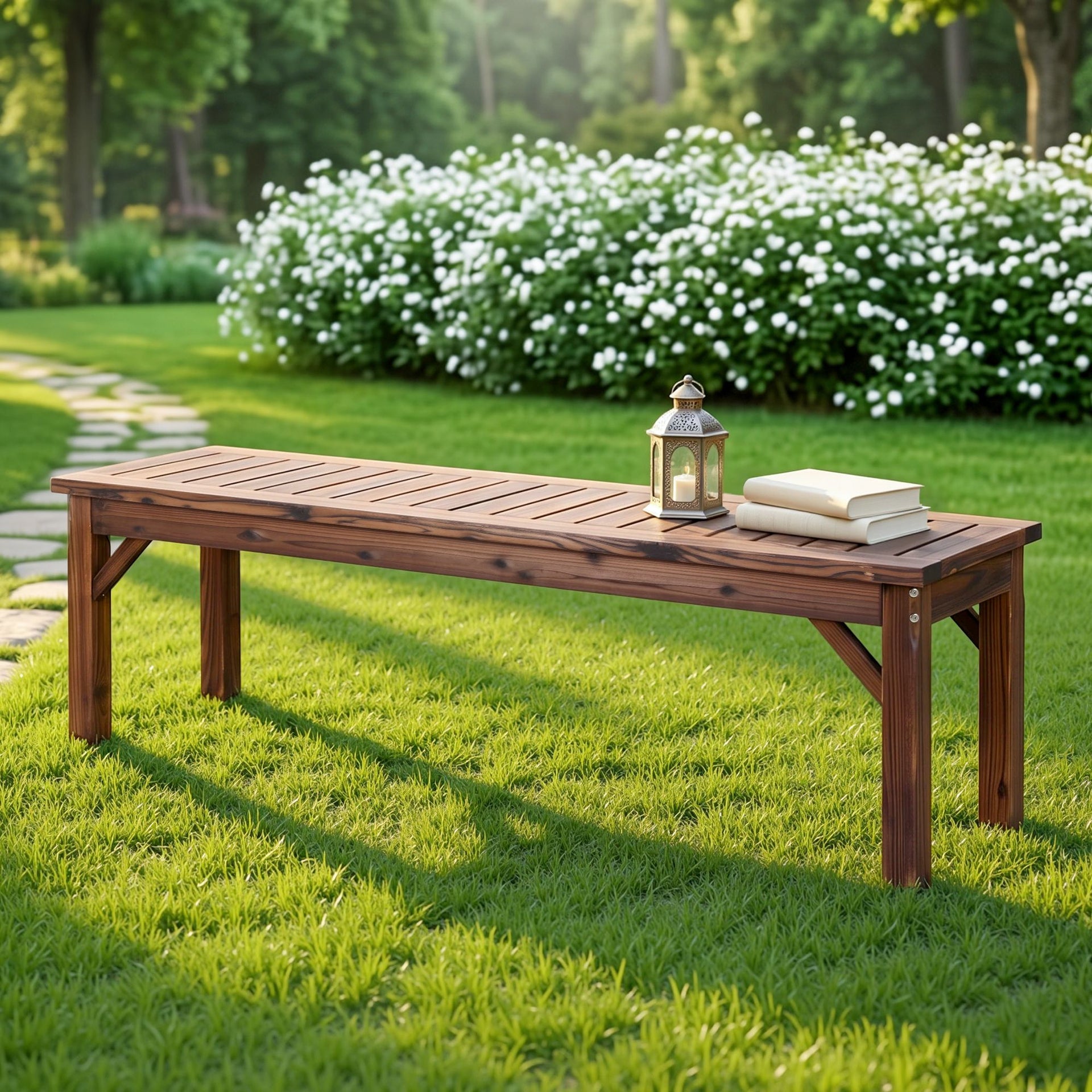 Gardeon Garden Benches Garden Seating Backless Timber Seat 150cm Brown Awezingly