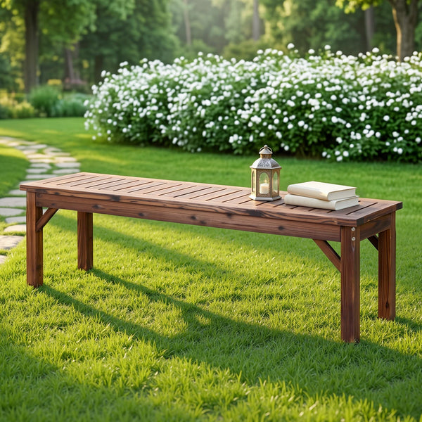 Gardeon Garden Benches Garden Seating Backless Timber Seat 150cm Brown Awezingly
