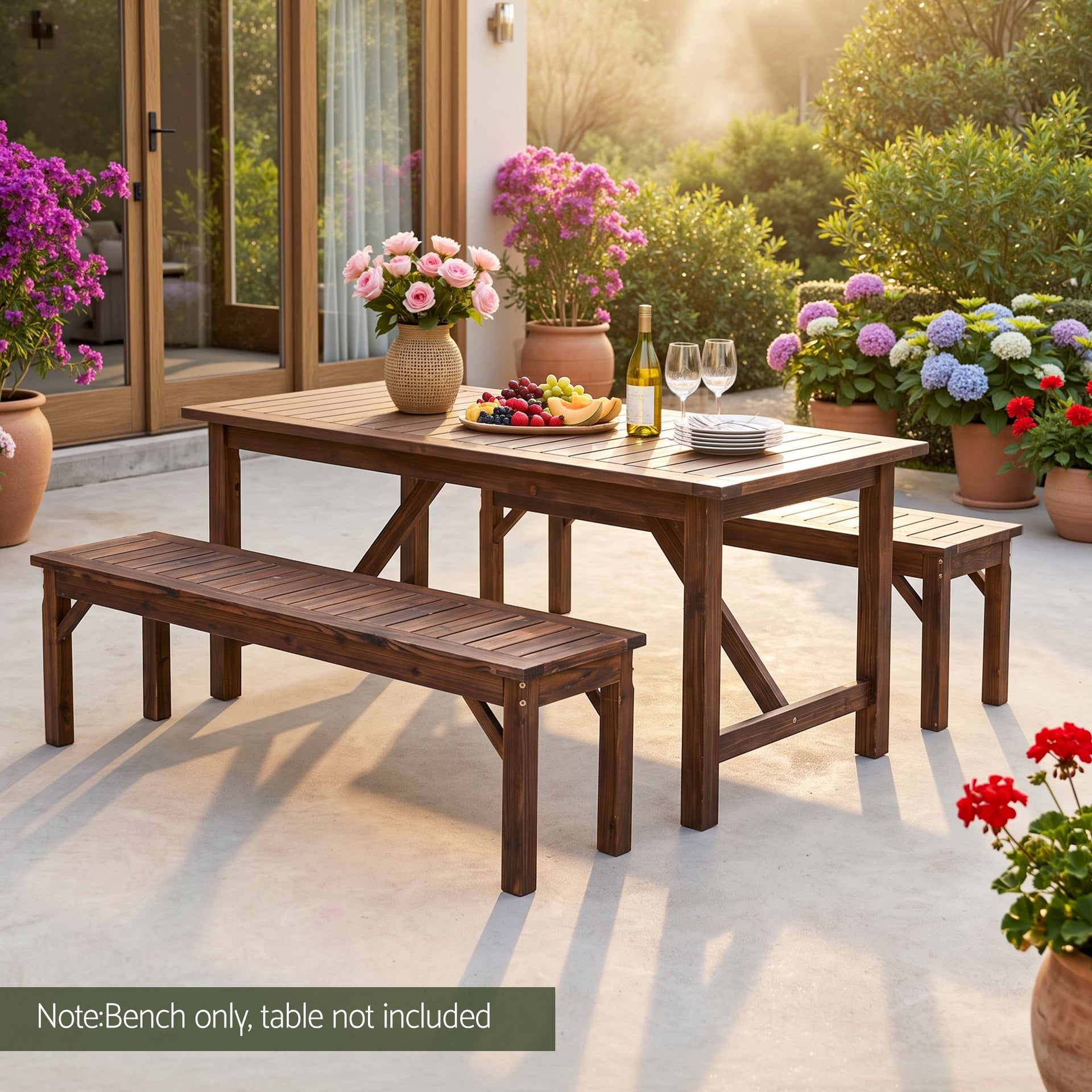 Gardeon Garden Benches Garden Seating Backless Timber Seat 150cm Brown Awezingly