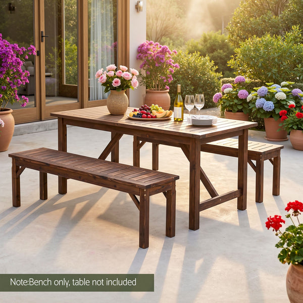 Gardeon Garden Benches Garden Seating Backless Timber Seat 150cm Brown Awezingly