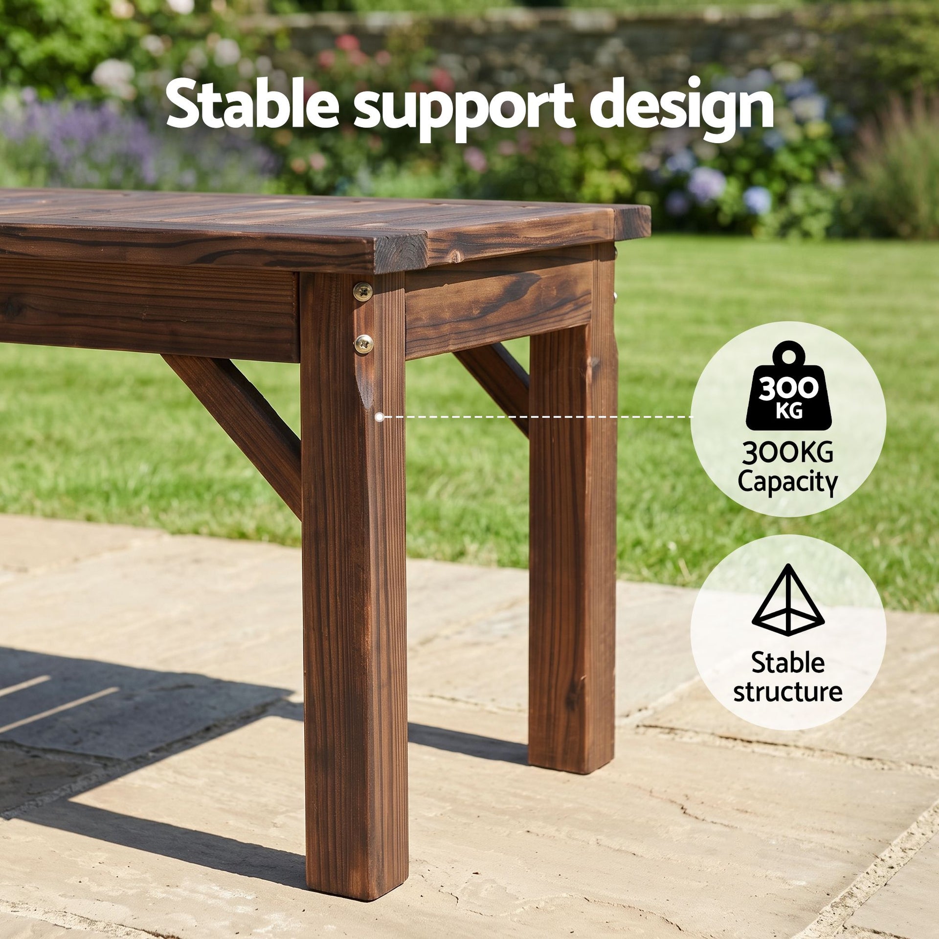 Gardeon Garden Benches Garden Seating Backless Timber Seat 150cm Brown Awezingly