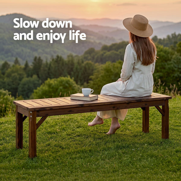 Gardeon Garden Benches Garden Seating Backless Timber Seat 150cm Brown Awezingly