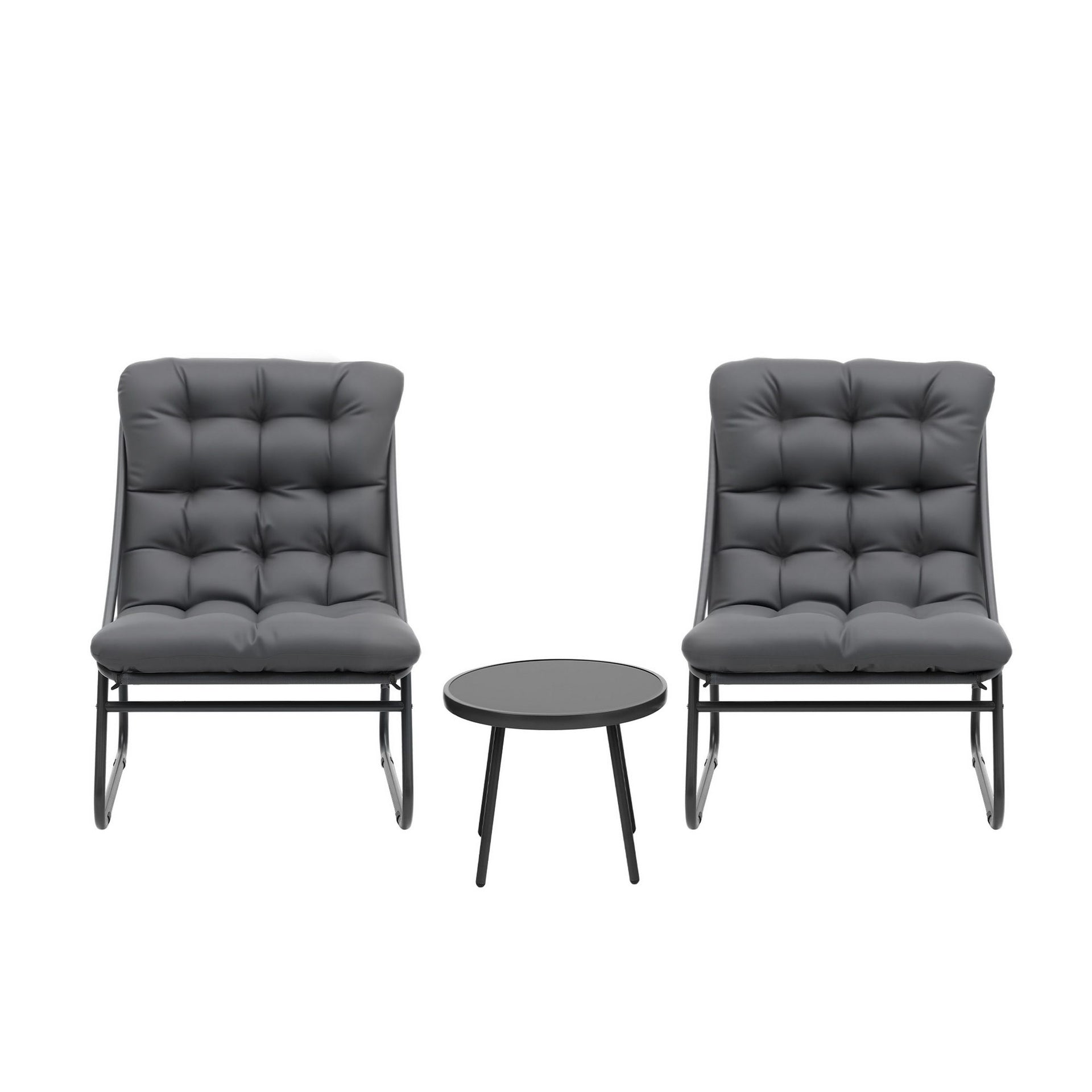 Gardeon 3PC Outdoor Bistro Set Patio Furniture Table and Chairs Steel Dining Chair Awezingly