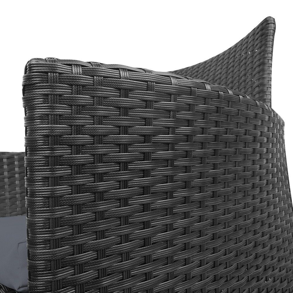 Gardeon 3 Piece Wicker Outdoor Furniture Set - Black Gardeon