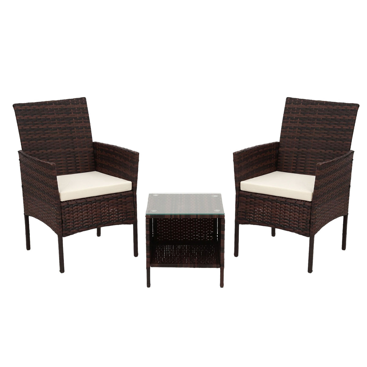 Gardeon 3 Piece Wicker Outdoor Furniture Set - Brown Gardeon