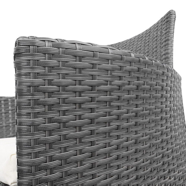3 Piece Wicker Outdoor Chair Side Table Furniture Set - Grey Gardeon
