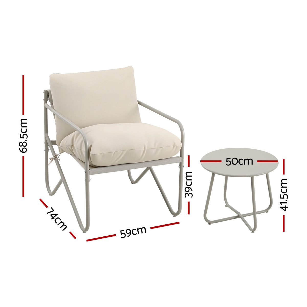 Gardeon Outdoor Bistro Set 3 Piece Patio Furniture Conversation Table and Chairs Khaki Awezingly