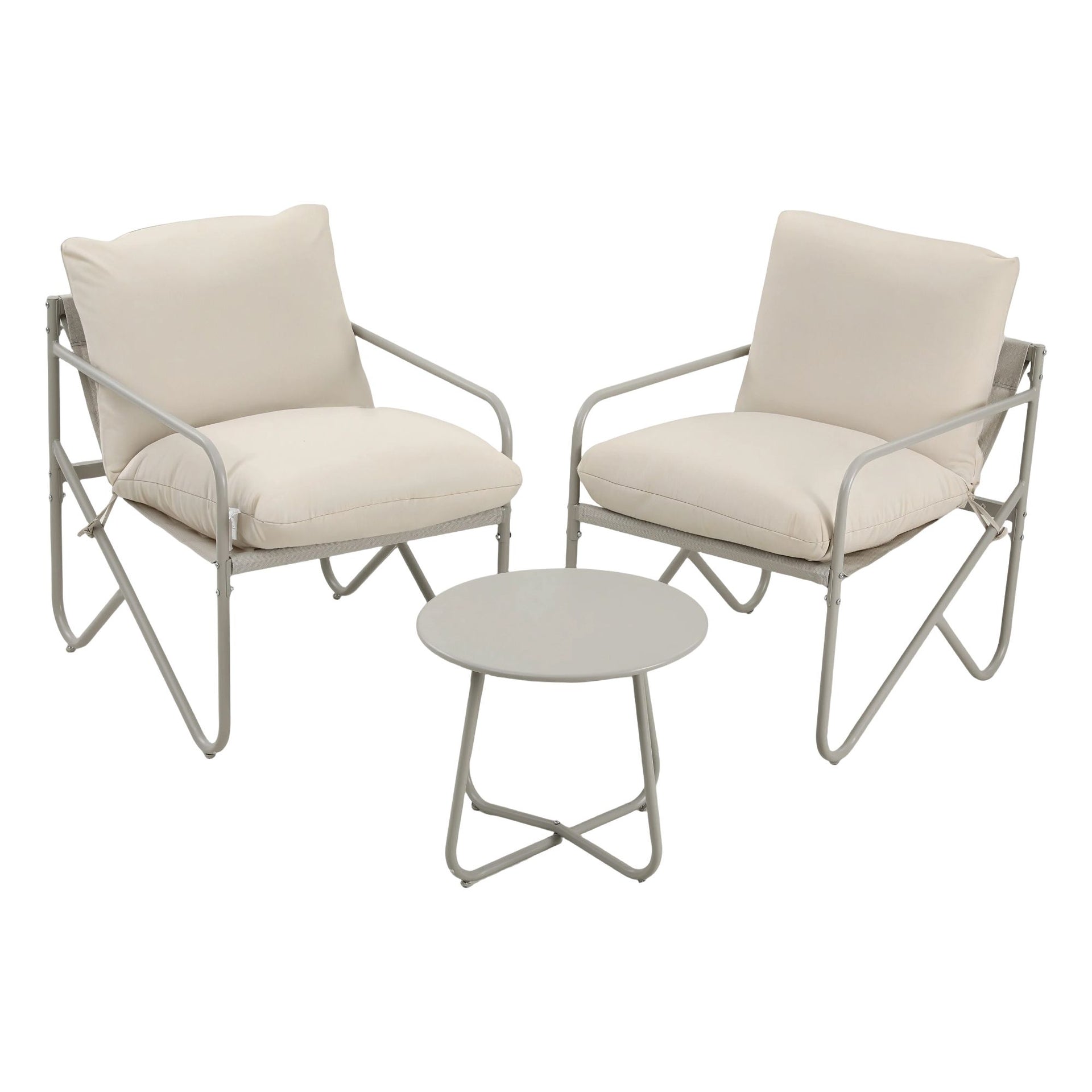 Gardeon Outdoor Bistro Set 3 Piece Patio Furniture Conversation Table and Chairs Khaki Awezingly