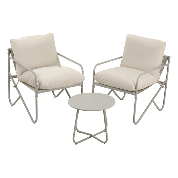 Gardeon Outdoor Bistro Set 3 Piece Patio Furniture Conversation Table and Chairs Khaki Awezingly