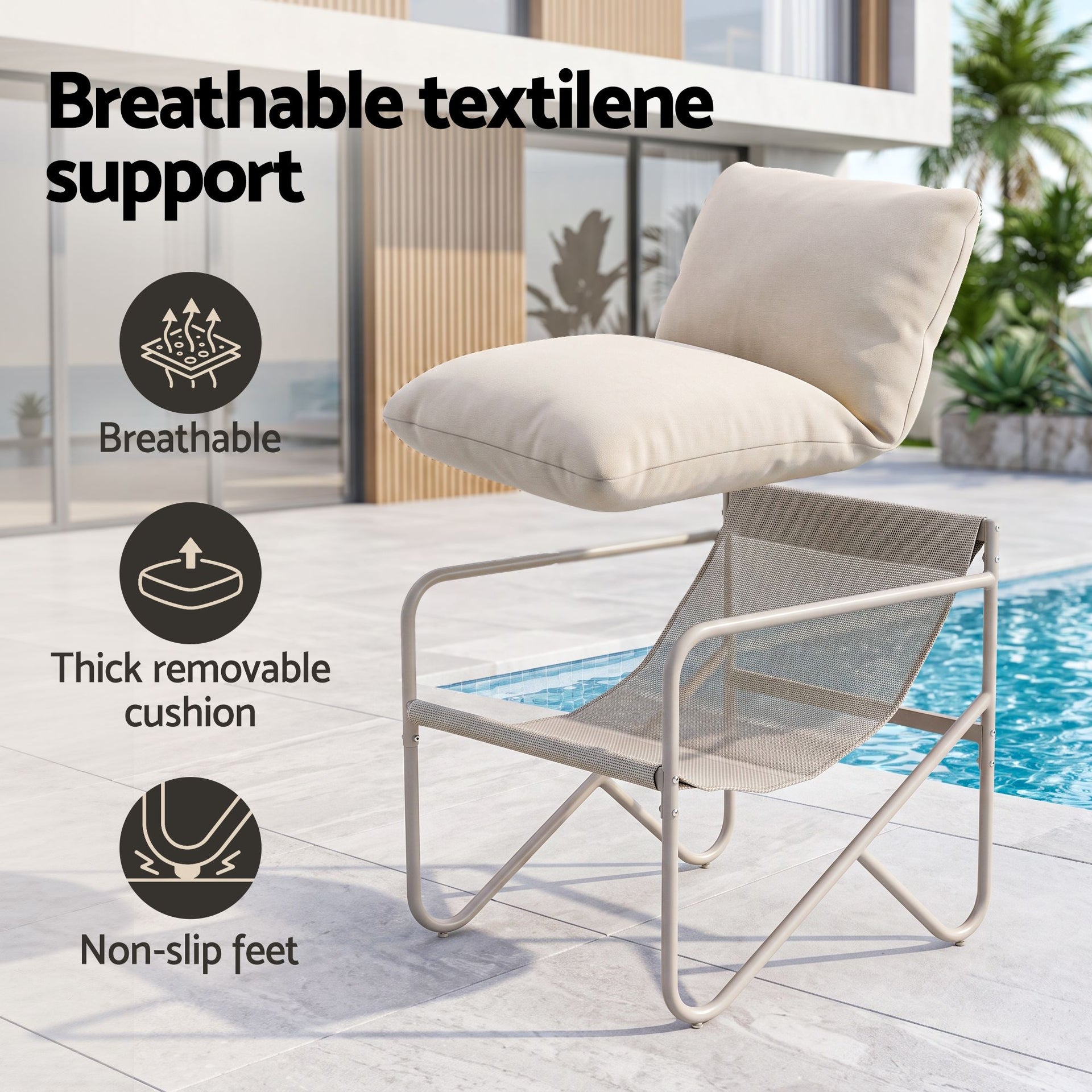 Gardeon Outdoor Bistro Set 3 Piece Patio Furniture Conversation Table and Chairs Khaki Awezingly
