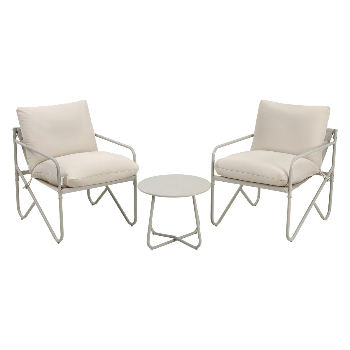 Gardeon Outdoor Bistro Set 3 Piece Patio Furniture Conversation Table and Chairs Khaki Awezingly