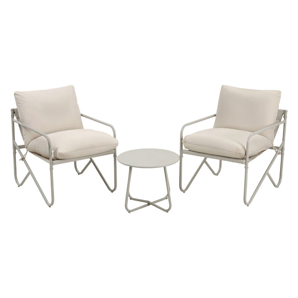 Gardeon Outdoor Bistro Set 3 Piece Patio Furniture Conversation Table and Chairs Khaki Awezingly