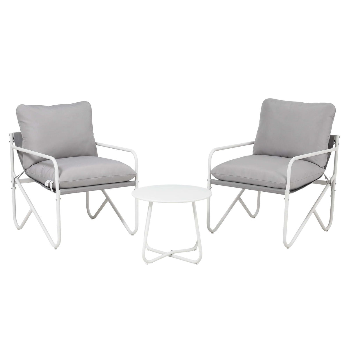 Gardeon Outdoor Bistro Set 3 Piece Patio Furniture Conversation Table and Chairs Grey Awezingly