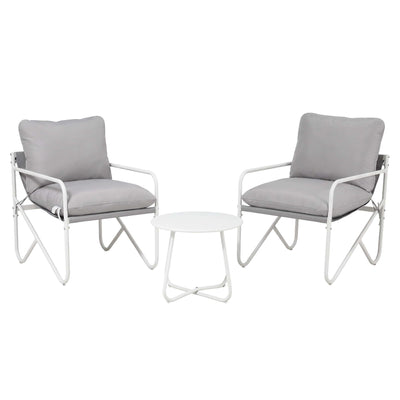 Gardeon Outdoor Bistro Set 3 Piece Patio Furniture Conversation Table and Chairs Grey