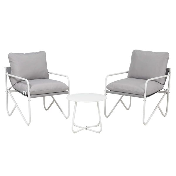Gardeon Outdoor Bistro Set 3 Piece Patio Furniture Conversation Table and Chairs Grey Awezingly
