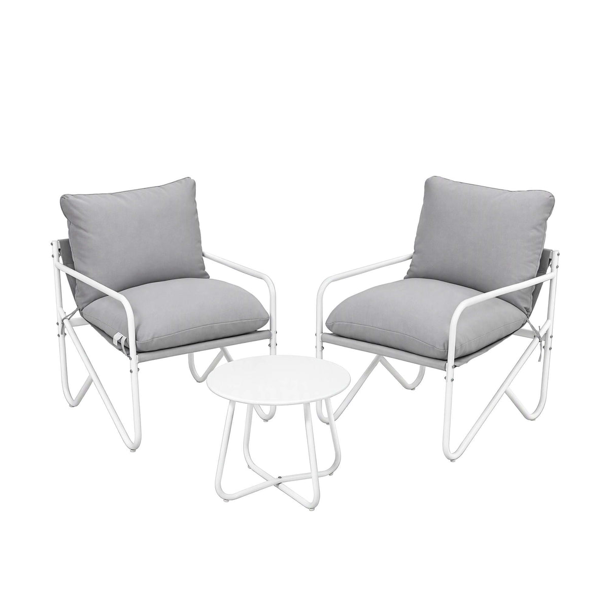 Gardeon Outdoor Bistro Set 3 Piece Patio Furniture Conversation Table and Chairs Grey Awezingly