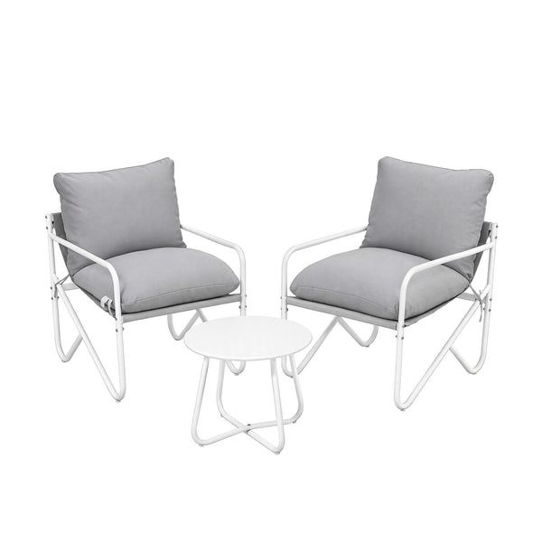 Gardeon Outdoor Bistro Set 3 Piece Patio Furniture Conversation Table and Chairs Grey Awezingly