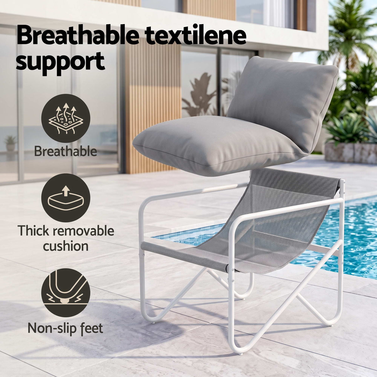 Gardeon Outdoor Bistro Set 3 Piece Patio Furniture Conversation Table and Chairs Grey Awezingly