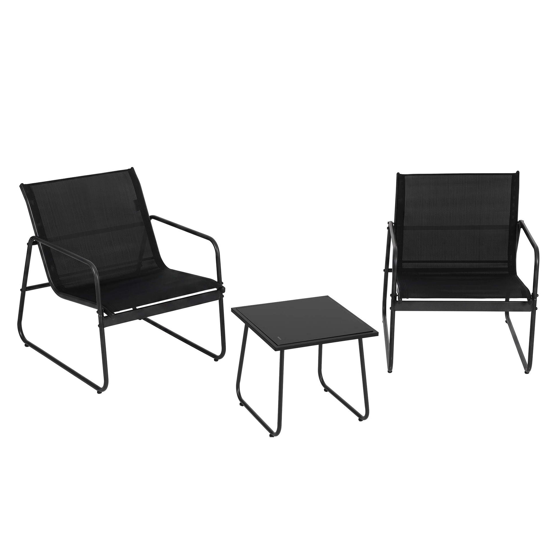 Gardeon Outdoor Bistro Set 3 Piece Patio Furniture Textilene Chairs Glass Table Awezingly
