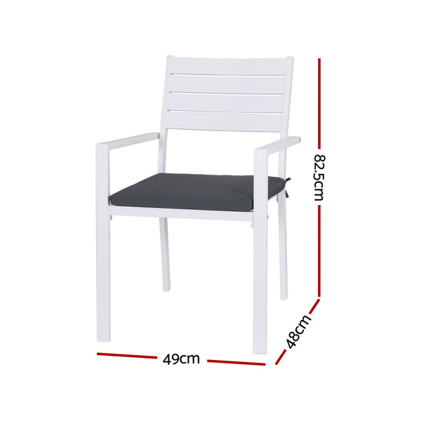 Gardeon 4PC Outdoor Dining Chairs Stackable Aluminum Lounge Chair Patio Furniture Awezingly