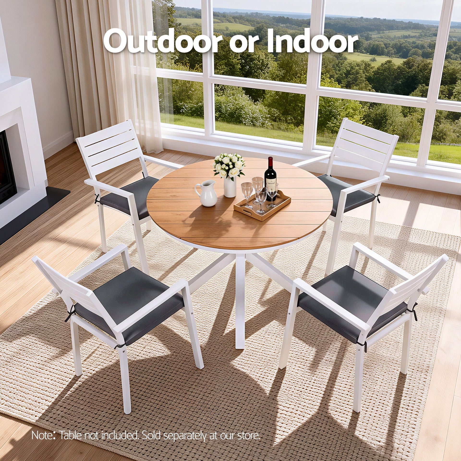 Gardeon 4PC Outdoor Dining Chairs Stackable Aluminum Lounge Chair Patio Furniture Awezingly