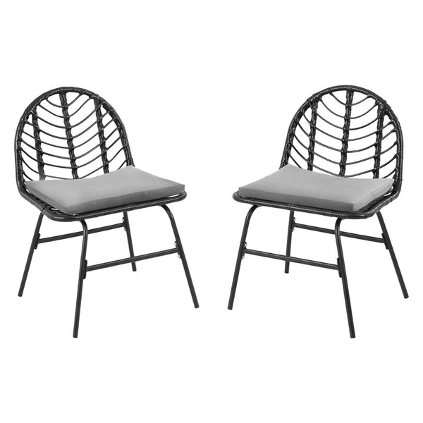 Gardeon 2x Outdoor Chairs Dining Chair Lounge Wicker Patio Furniture Black Gardeon