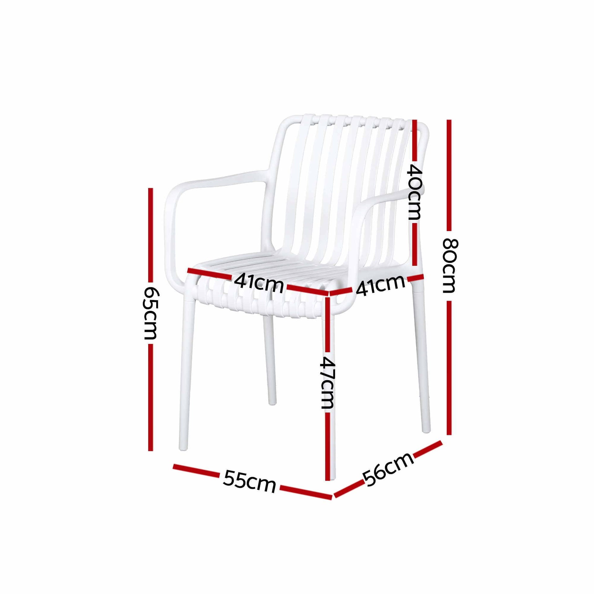 Gardeon 4PC Outdoor Dining Chairs Patio Furniture PP Stackable Chair Garden White Awezingly
