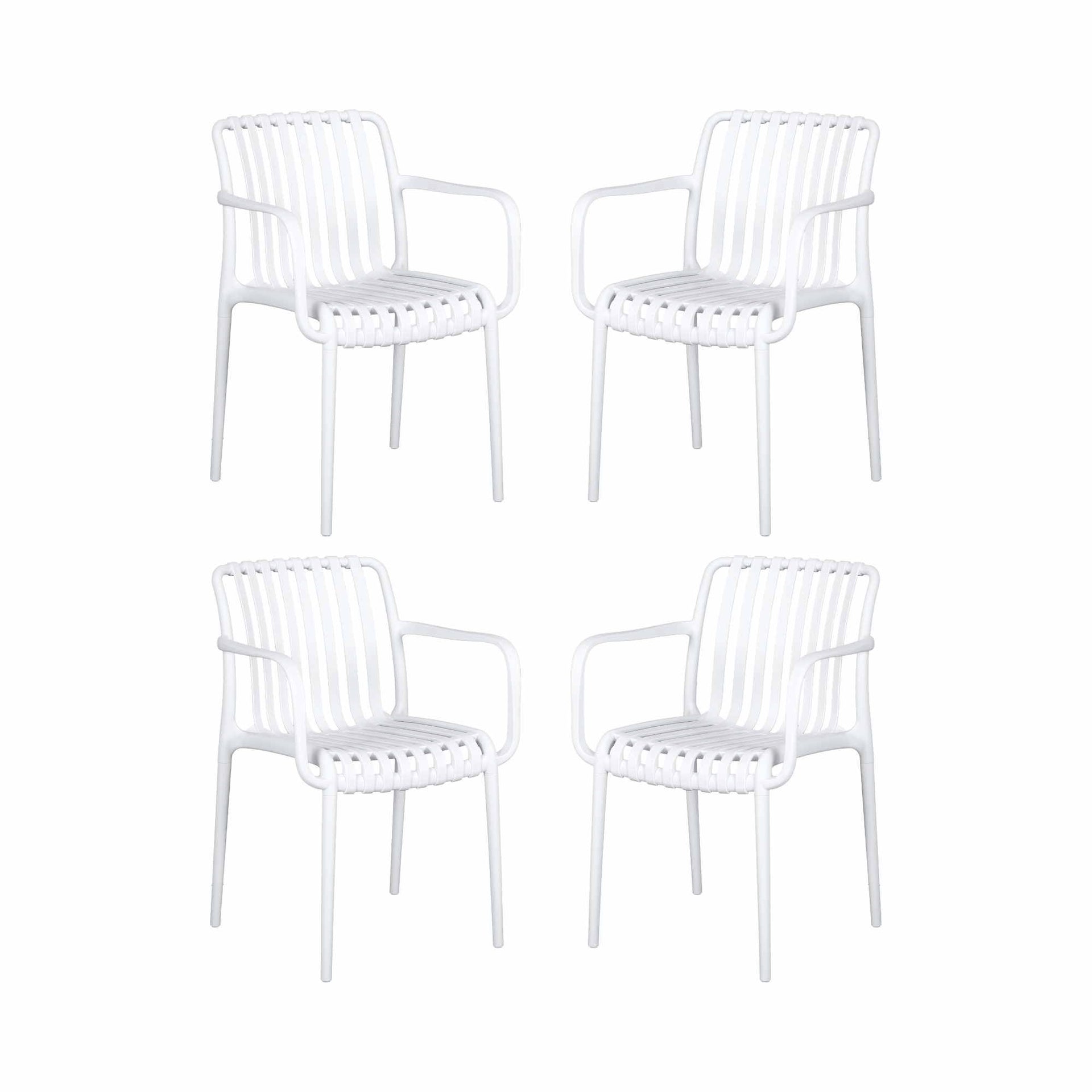 Gardeon 4PC Outdoor Dining Chairs Patio Furniture PP Stackable Chair Garden White Awezingly