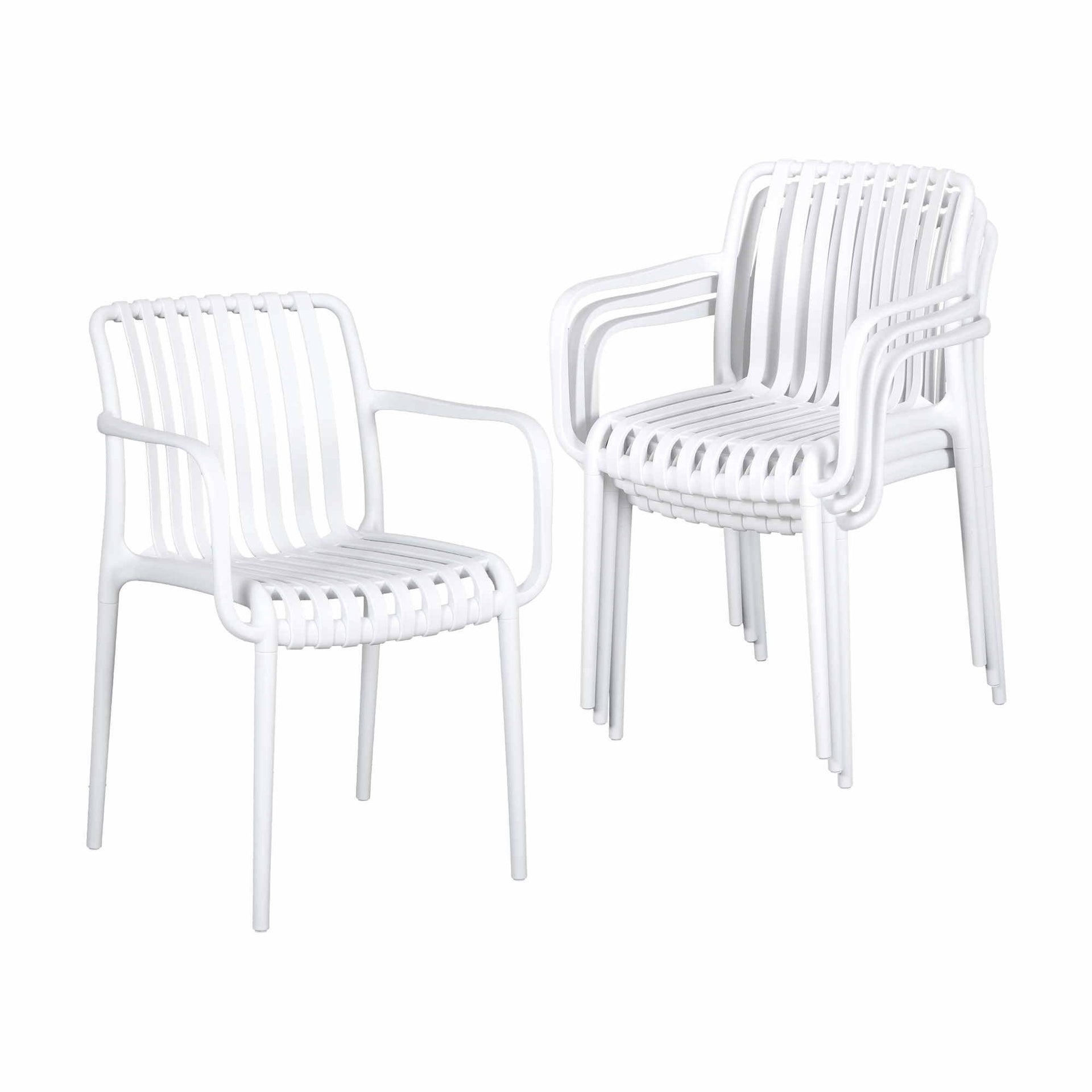 Gardeon 4PC Outdoor Dining Chairs Patio Furniture PP Stackable Chair Garden White Awezingly
