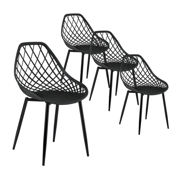Gardeon 4PC Outdoor Dining Chairs PP Lounge Chair Patio Garden Furniture Black Awezingly